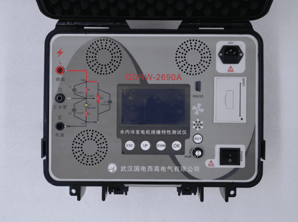 水內(nèi)冷發(fā)電機絕緣特性測試儀面板圖